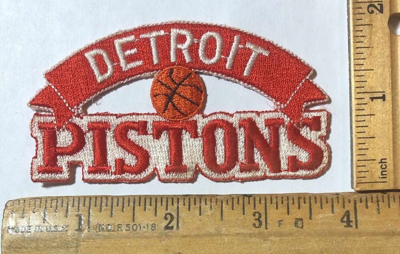 Vintage 1980s Detroit Pistons Logo Iron On Patch NBA Basketball Sports