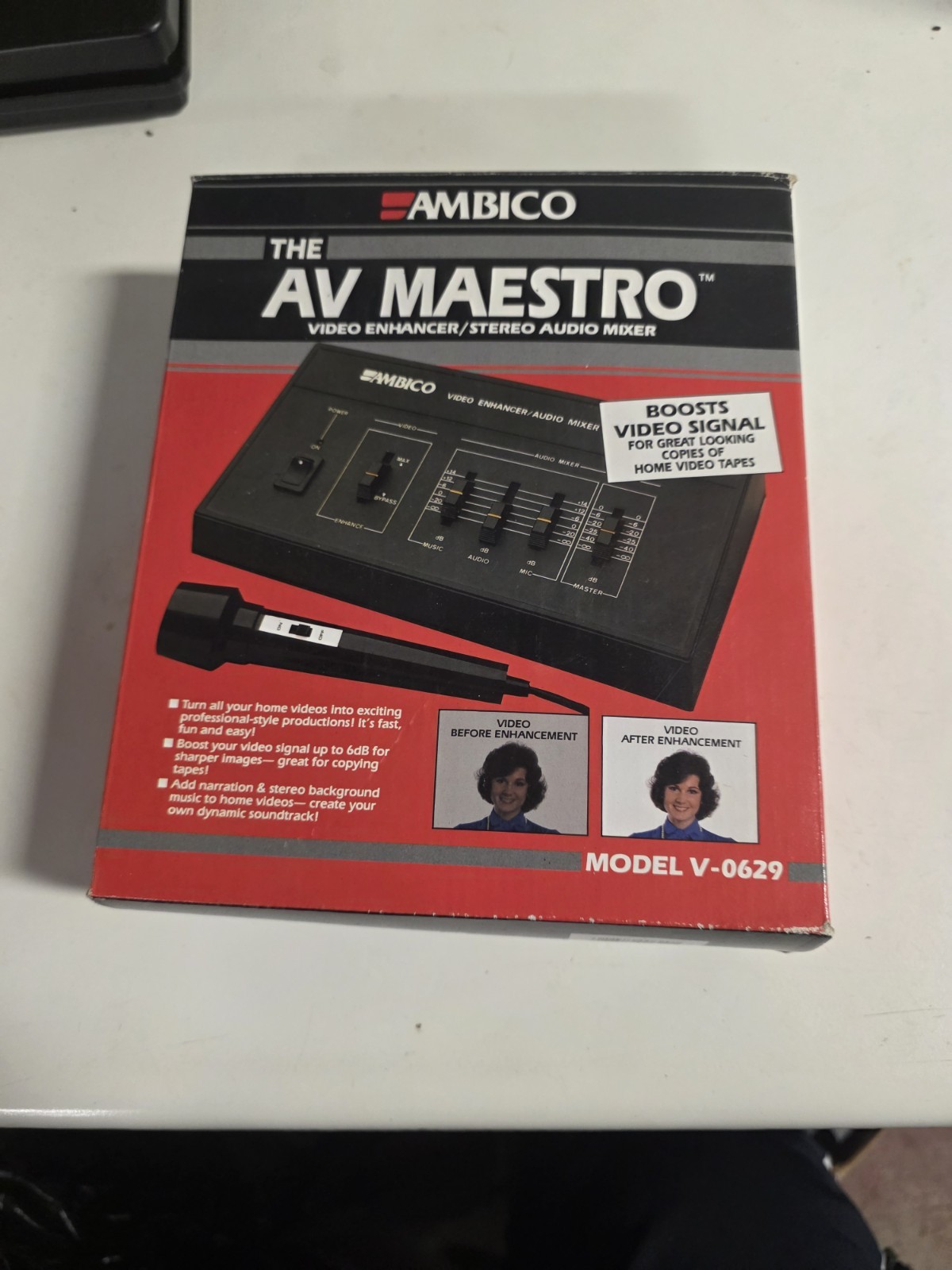 Ambico AV Maestro V-0629 Video Enhancer Stereo Audio Mixer w/ Box & Mic VTG