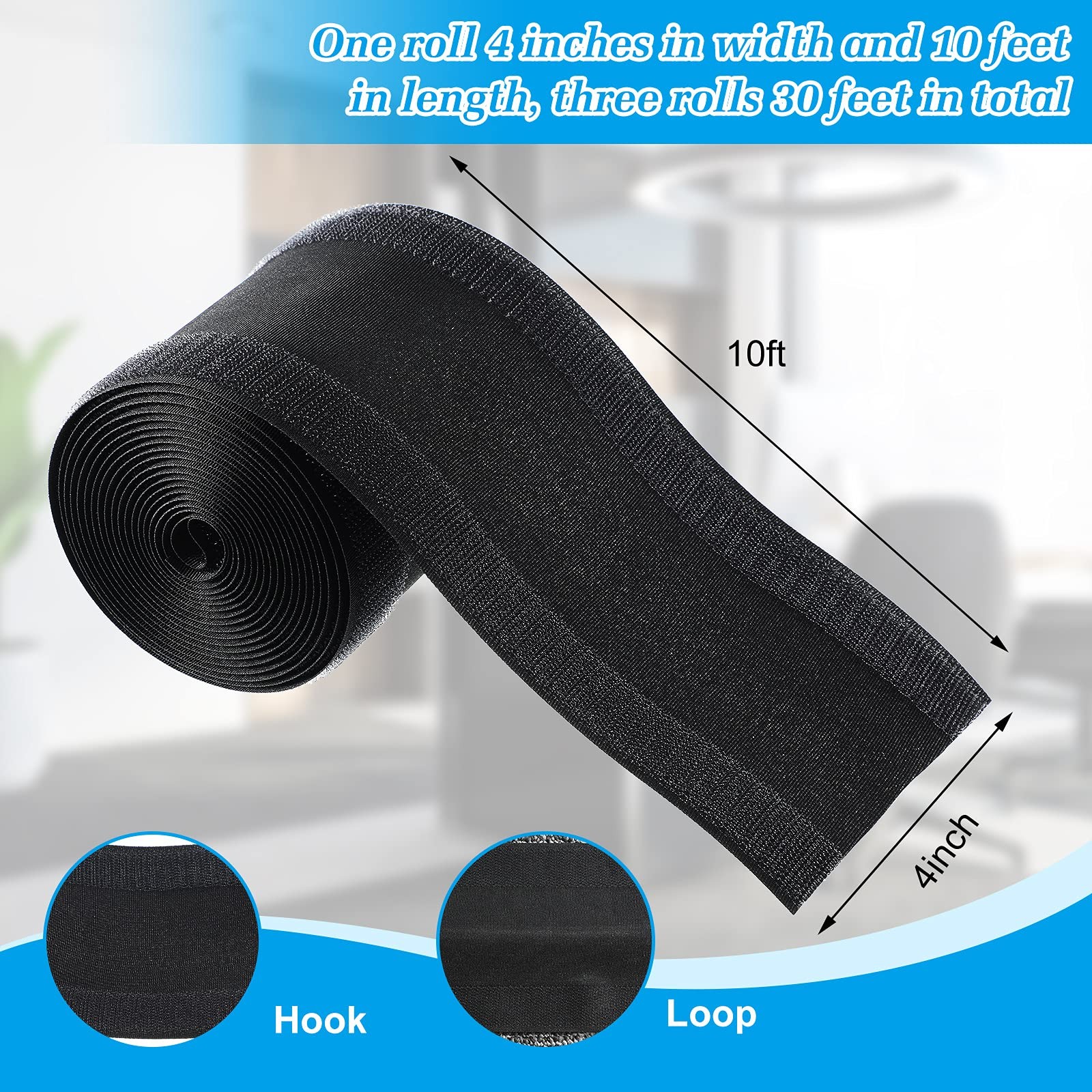 WILLBOND Carpet Cord Cover Cable Protector Floor 29.53 ft, Black