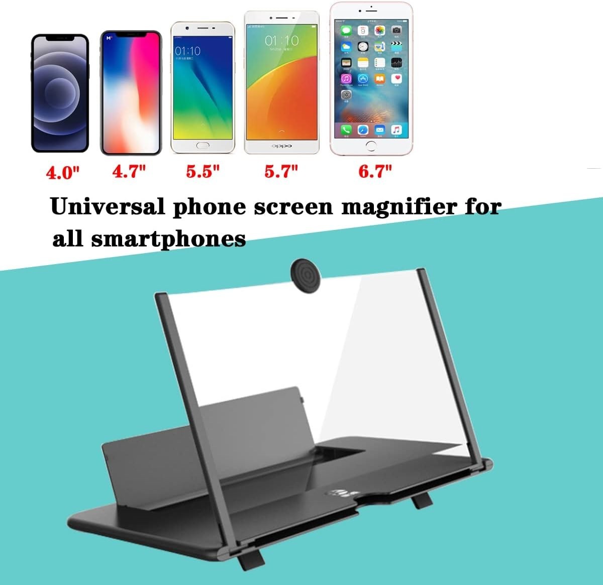 12" Phone Screen Magnifier, Screen Amplifier 3D HD Screen Projector with Fold...