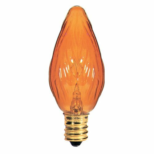 Bulbrite 15F10A 15W Fiesta Style Chandelier Bulb, Candelabra Base, Amber