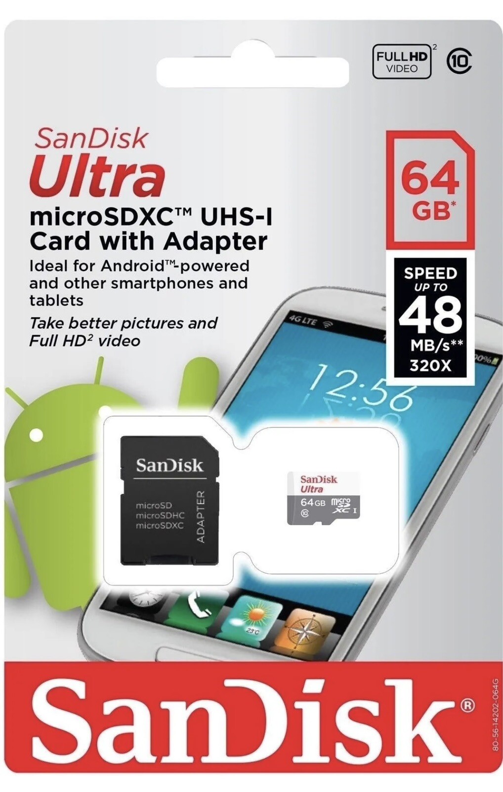 Lot Of 3 , 3X Sandisk Ultra Micro SDXC UHS-l Card With Adapter 64 GB (Lot Of 3).