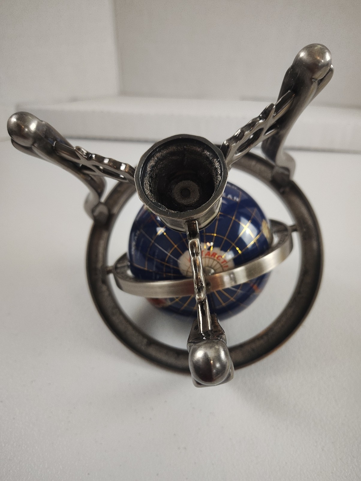 10 Inch Blue Lapis Lazuli Gemstone Silver Art Globe