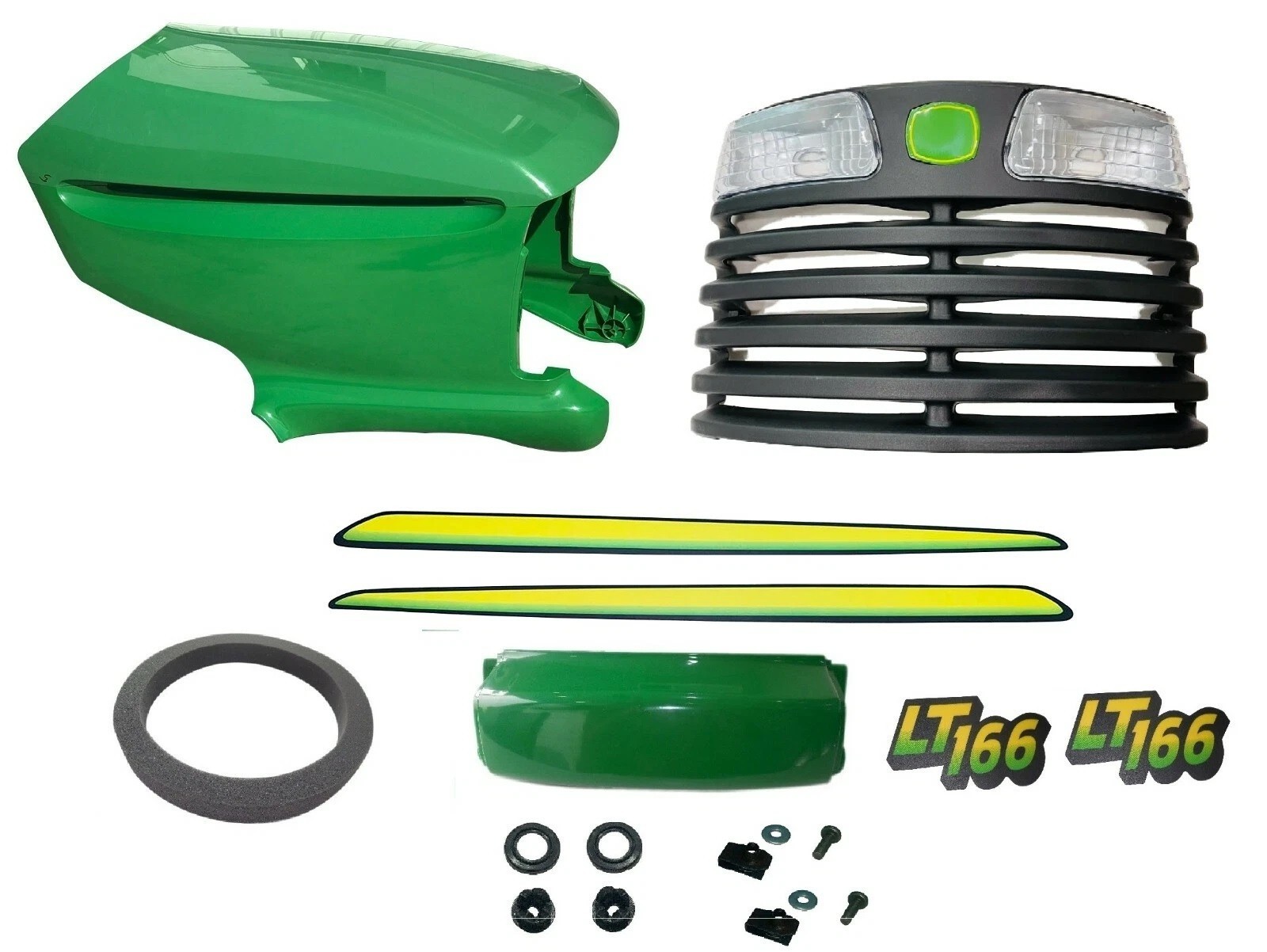 Upper/Lower Hood/Grille/Bumper/Foam Isolator/LH&RH Stickers Fits John DeereLT166