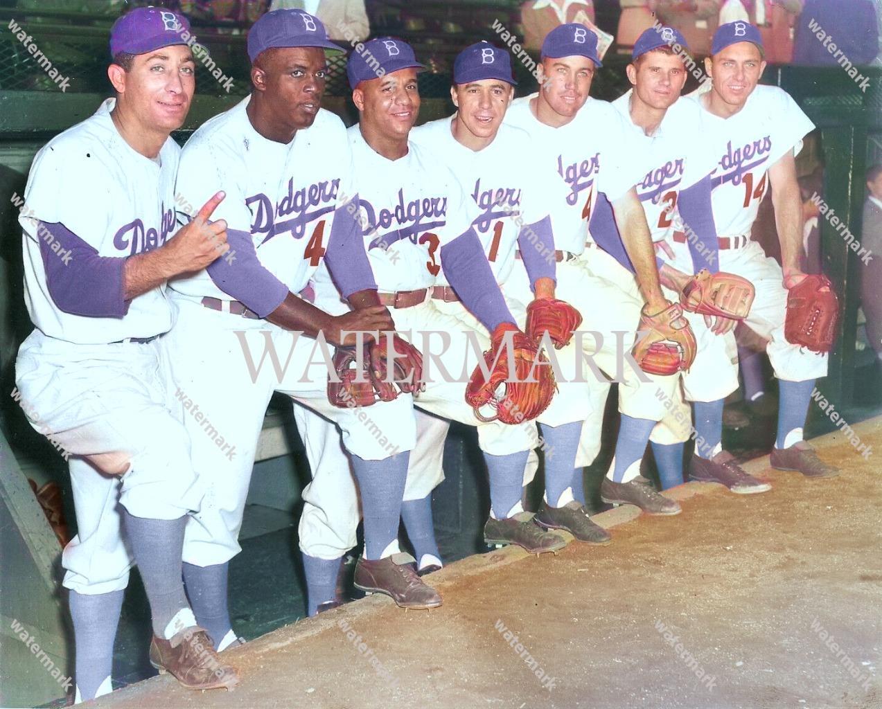 GQ147 Jackie.R- Hodges-Campanella-Reese-Snider Dodgers8x10 16x20 Colorized Photo