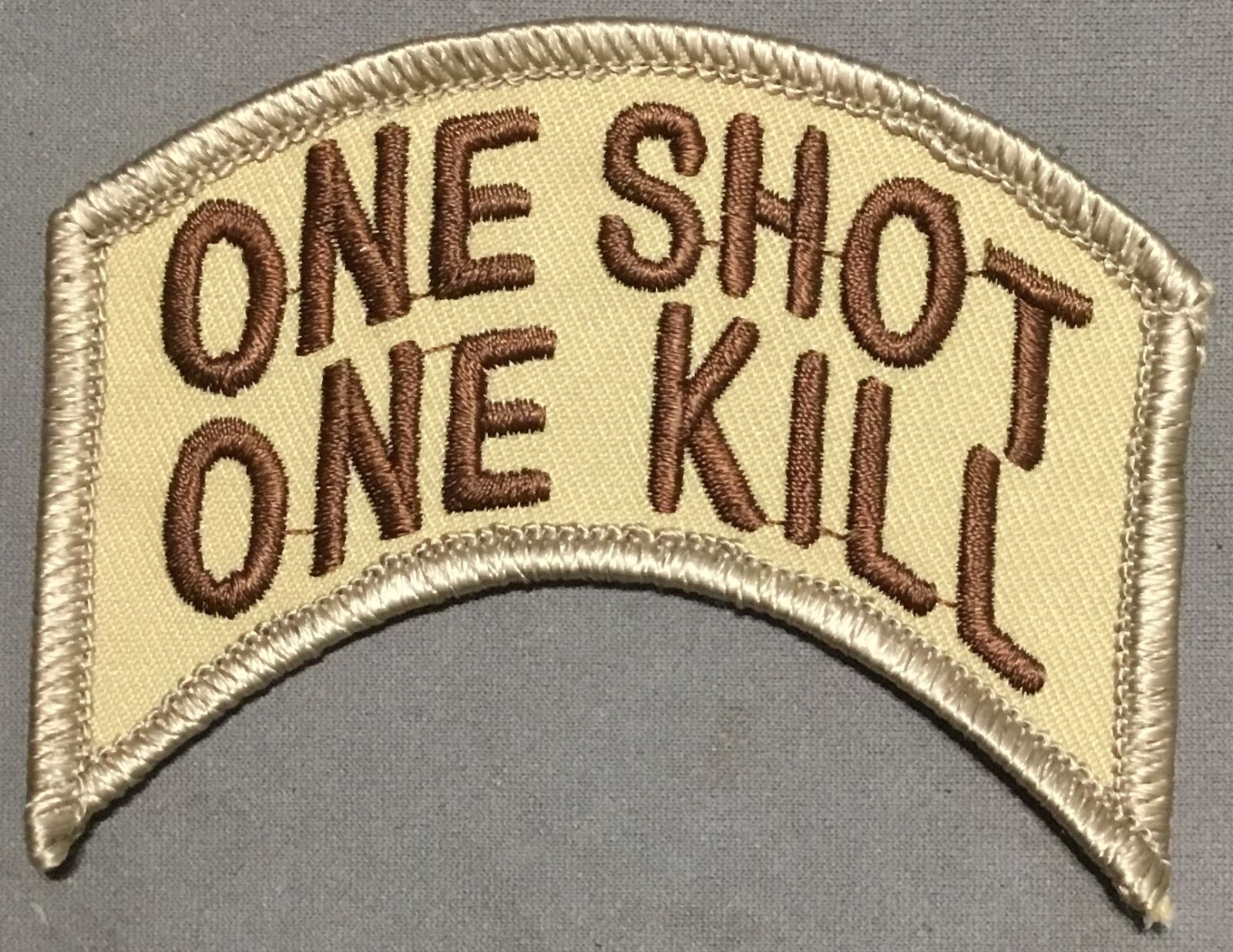 One Shot One Kill Patch Tan and Brown 3.25" x 2.5"