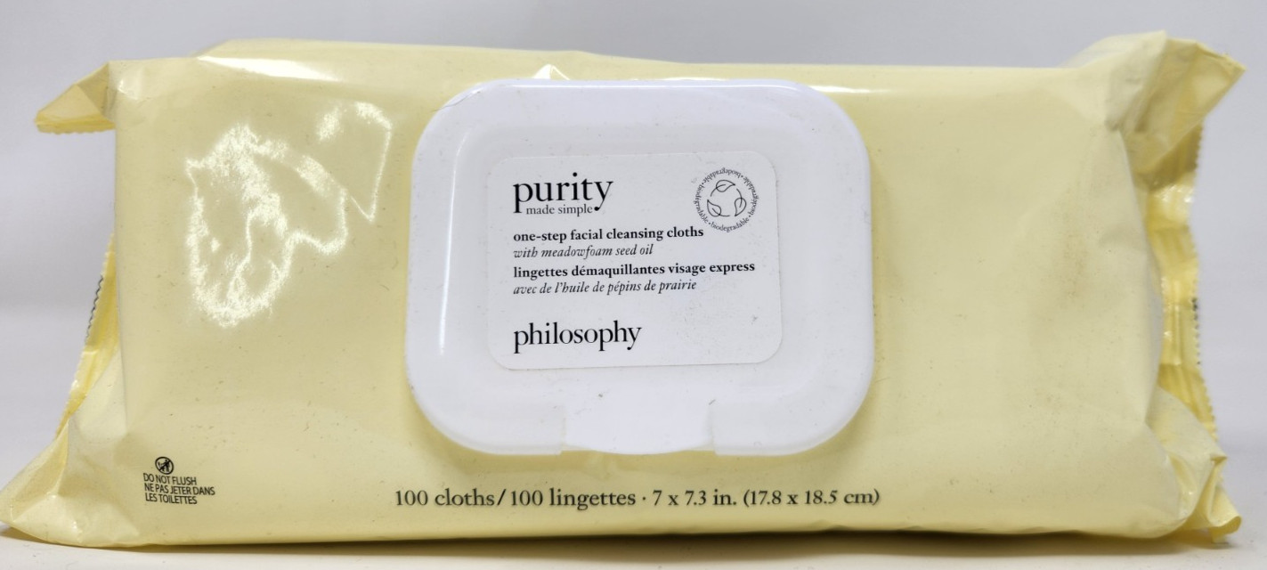 Philosophy Purity Made Simple One Step Facial Cleansing Cloths 100 ct New SEALED
