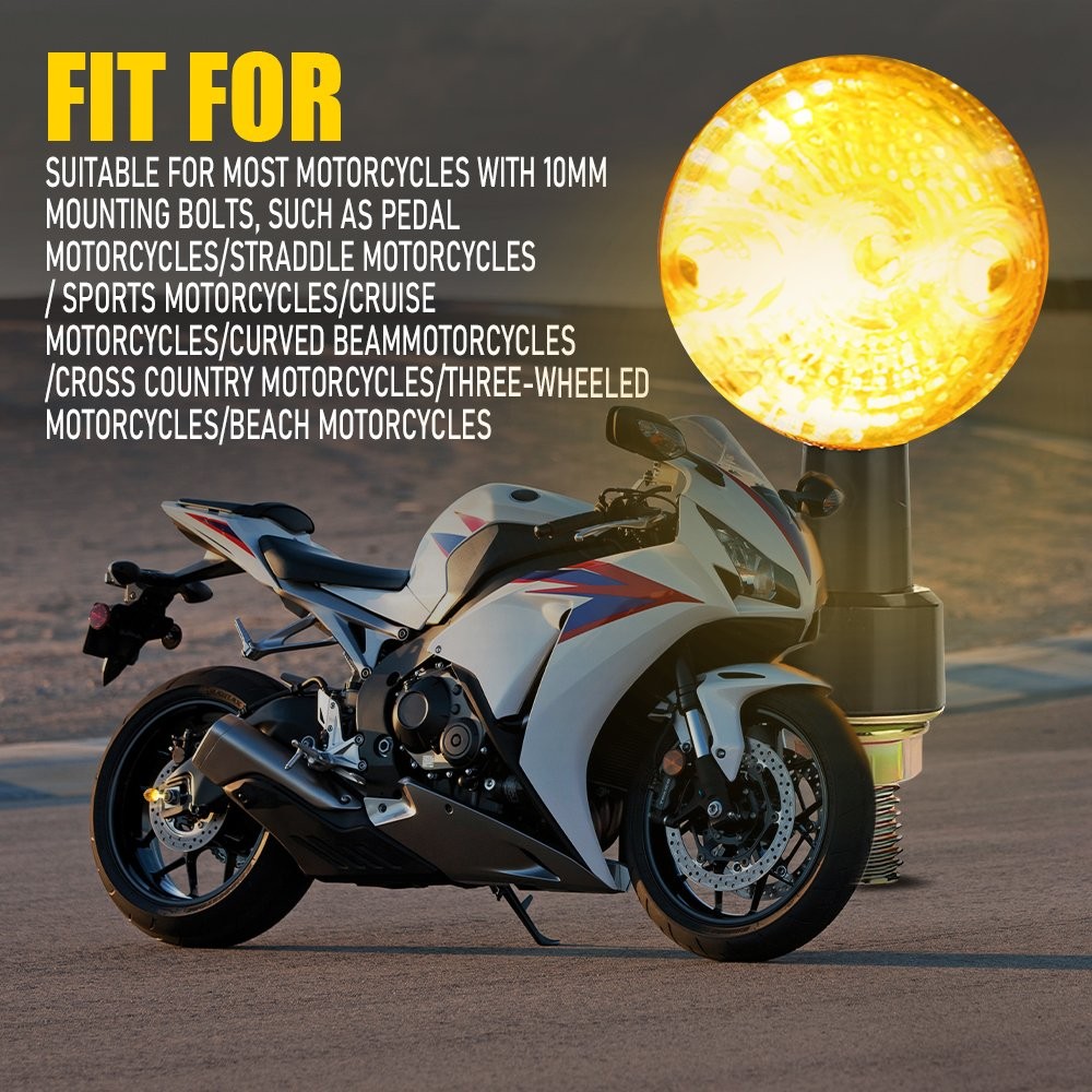 4X Universal Amber LED Turn Motorcycle Signals Round Light Tail Indicator Light