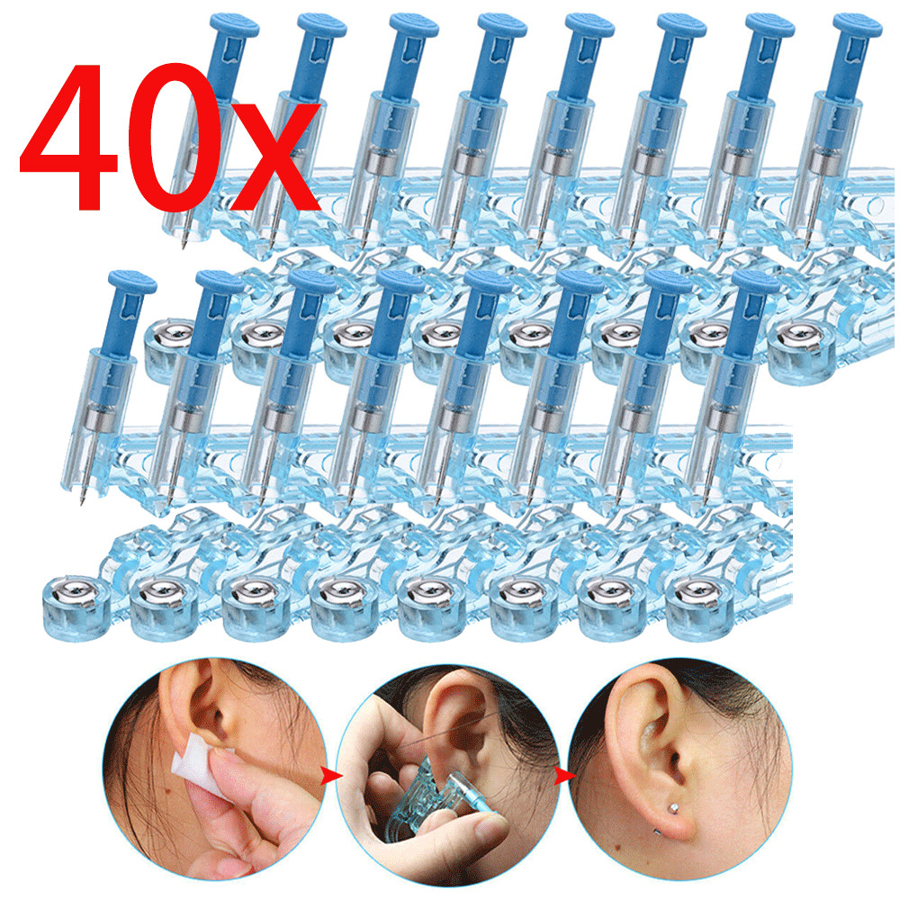 40Pcs Professional Disposable Ear Studs Piercing Gun Ear Pin Stud Piercer Tools