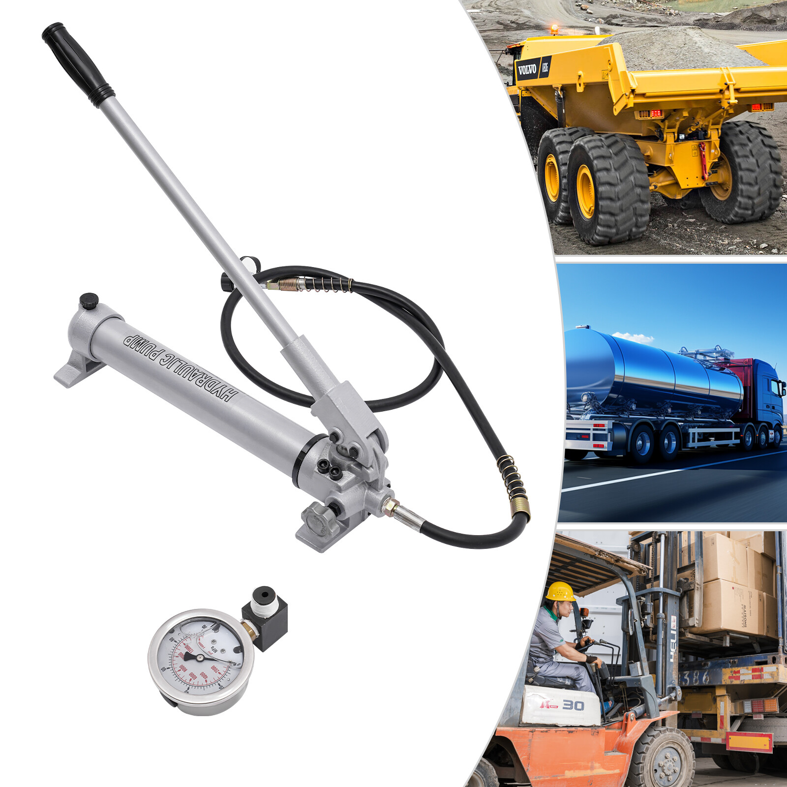 Manual Hydraulic Hand Pump Hydraulic Hand Pump with Pressure Guage US STOCK