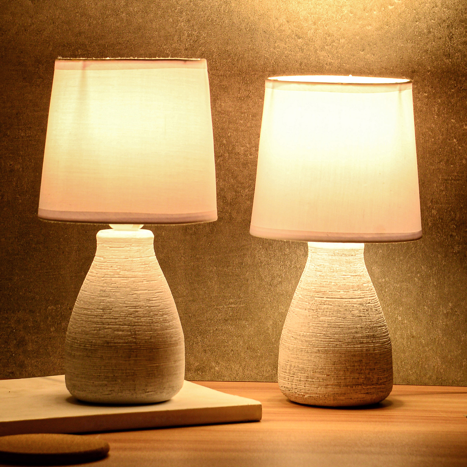 2-Pack BRUBAKER Table or Bedside Lamps - White - Ceramic Base - 11 Inches
