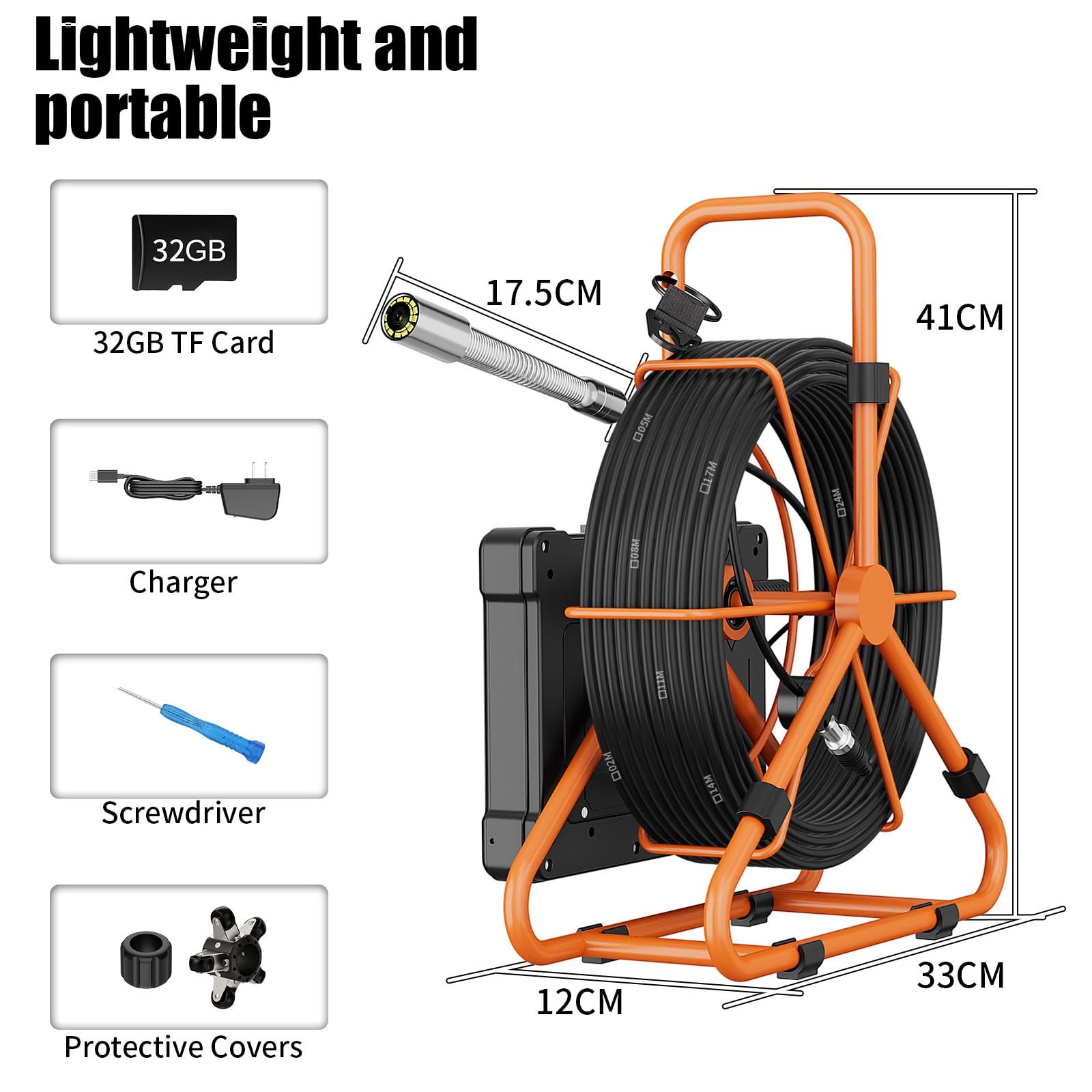 Sewer Camera 100FT/30M Borescopes Plumbing Snake Pipe Inspection Camera DVR &...