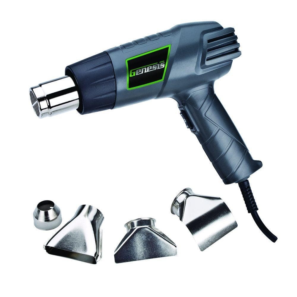 Genesis 12.5 Amp Dual Temperature Heat Gun 1500W High Low w/ 4 Nozzles