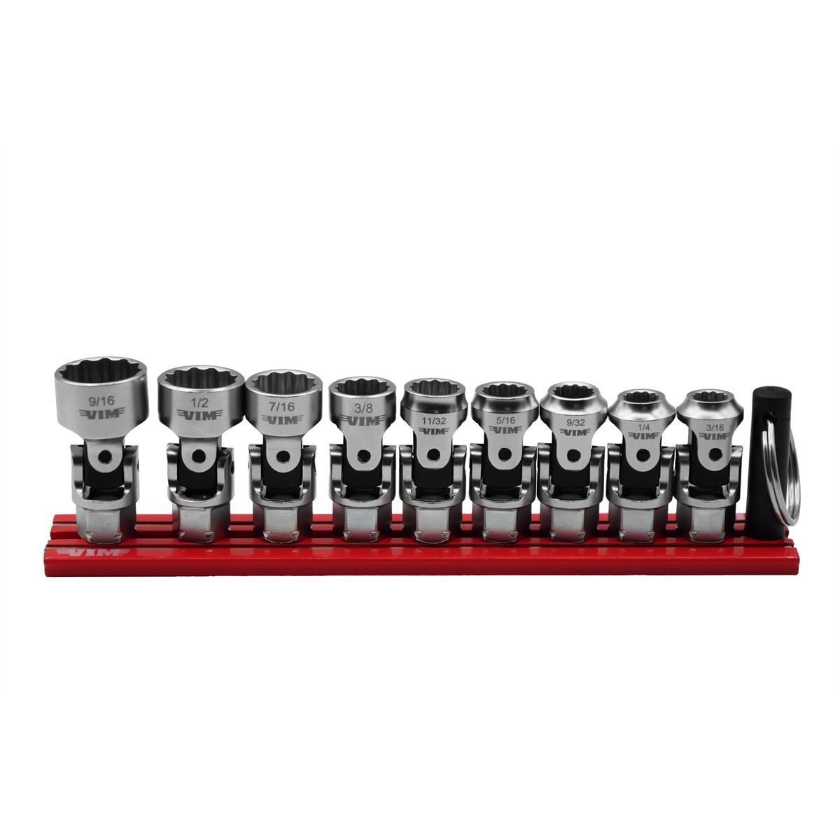 VIM Tools DDSUJ400 9 piece 12 point Dual Drive Nano Universal SAE Socket Set