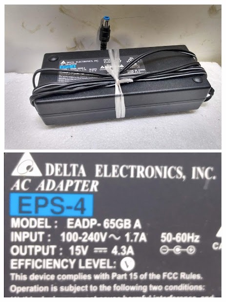 DELTA Universal Switching 15V 4.3A Power Supply & Adapter EADP-65GB 240-120 1.7A