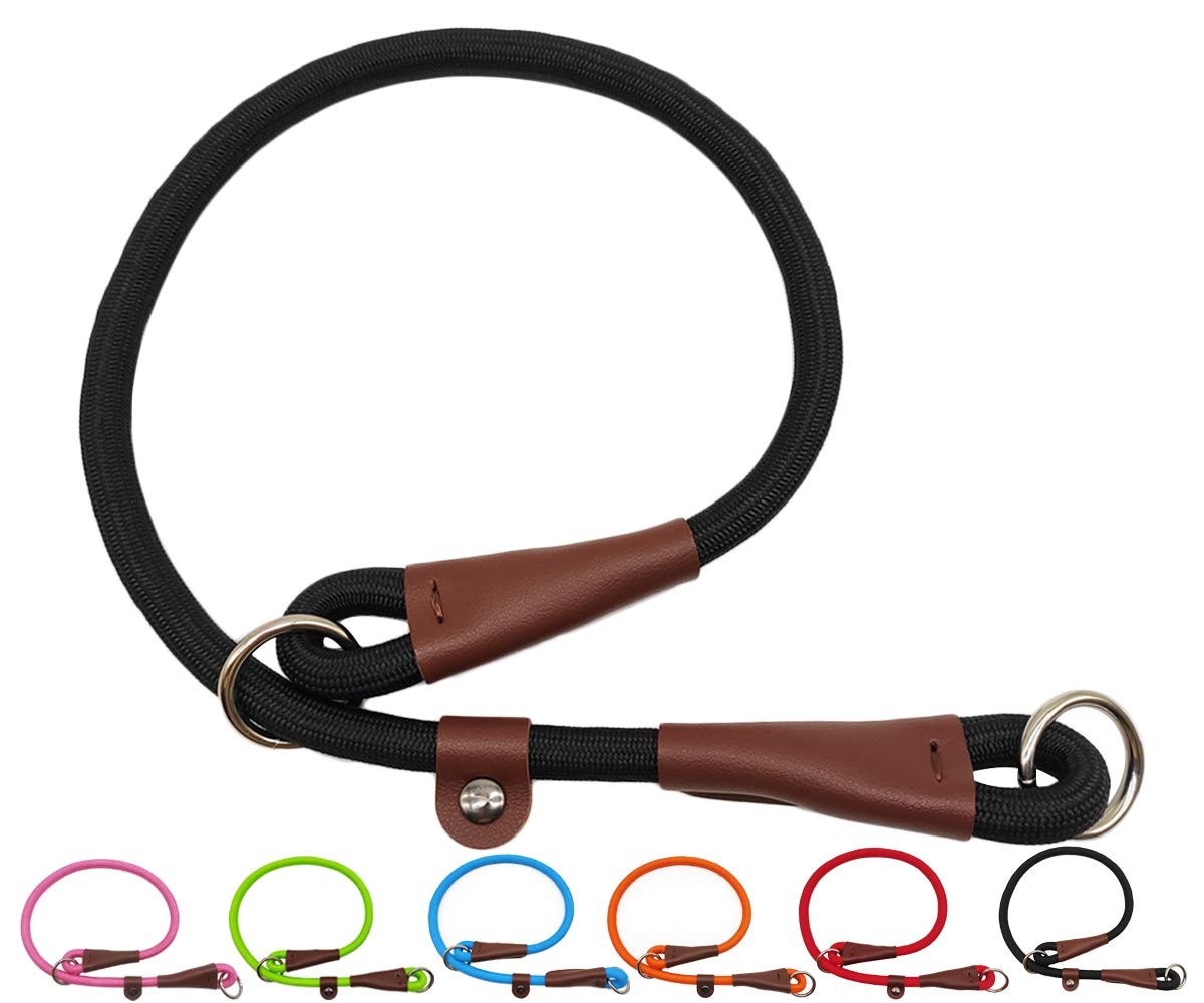 MayPaw Slip Collar Nylon Rope Adjustable for Dog 20" x 1/4", Black
