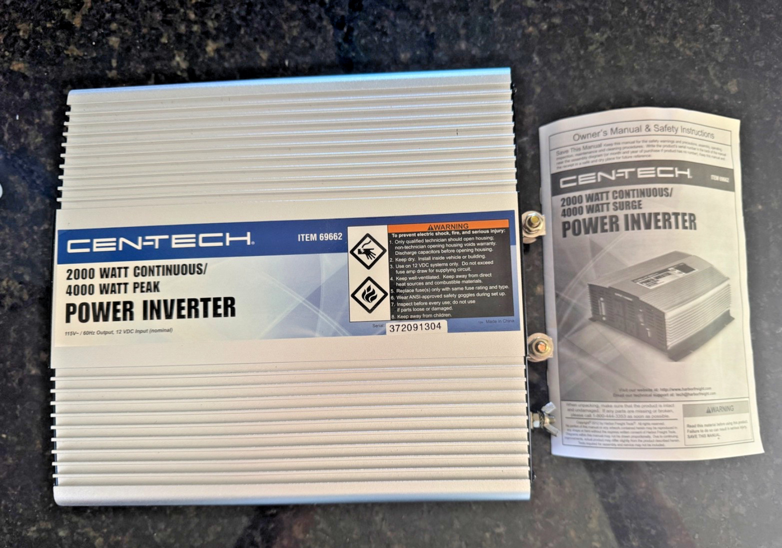 CEN‑TECH 2000W / 4000W Power Inverter 115V AC Output LED Protection Feature -NEW