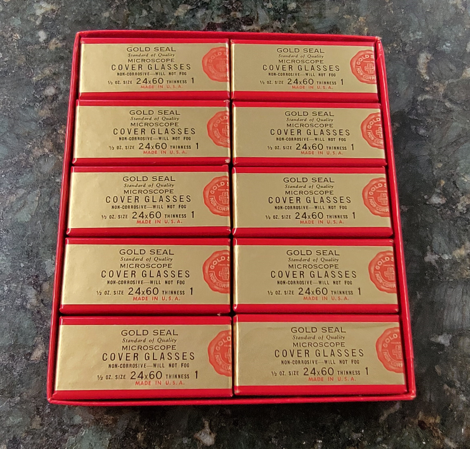 Vintage Gold Seal Microscope Cover Glasses 24x60 #1 Thickness New 10 ozs/box.