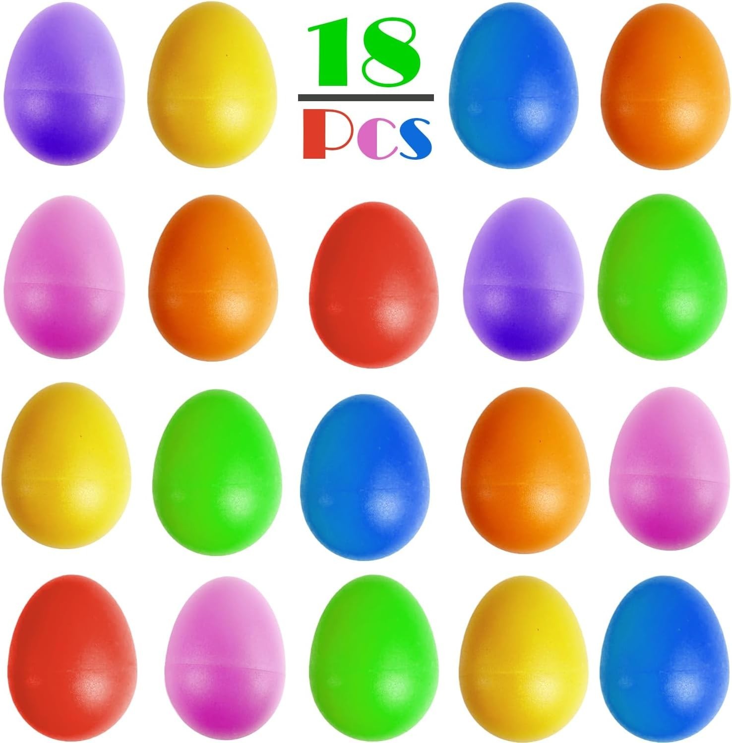 18 PCS Easter Egg Shakers for Kids – Colorful Percussion Musical Maracas for ...