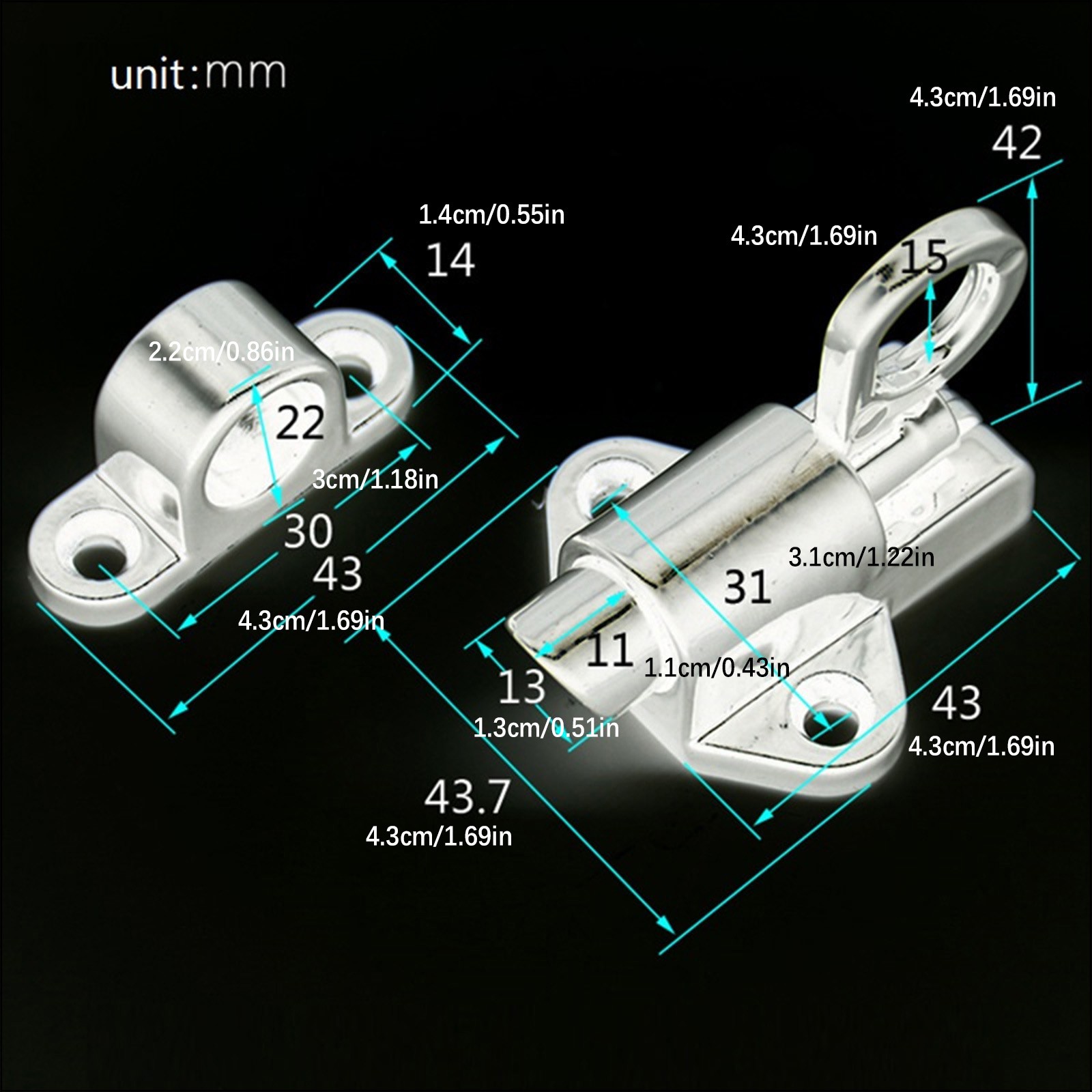 Silver Alloy Security Automatic Window Gate Lock Spring Bounce Door Bolt