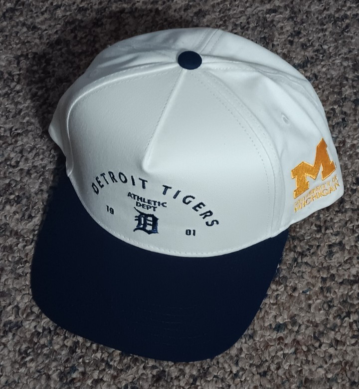 2025 Detroit Tigers Snapback Hat SGA - University of Michigan - Unused