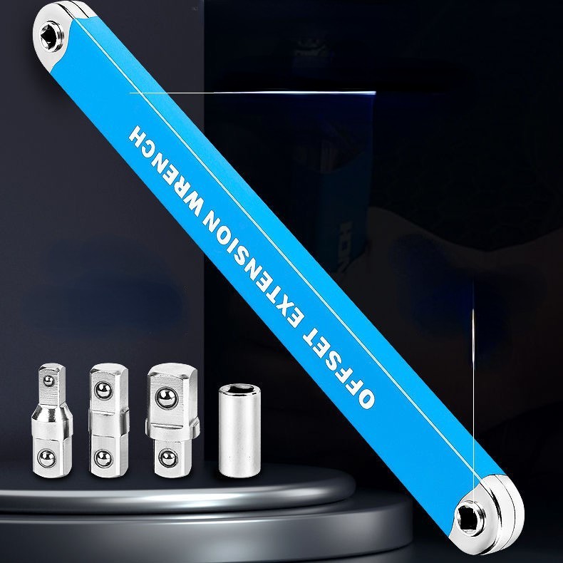 Multi-Function Ratchet Wrench – Blue, 4 Adapters for Quick Repairs
