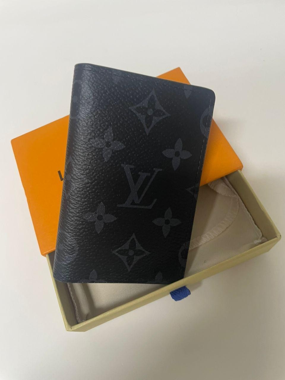 LV Louis Vuitton Pocket Organizer Monogram Eclipse Black