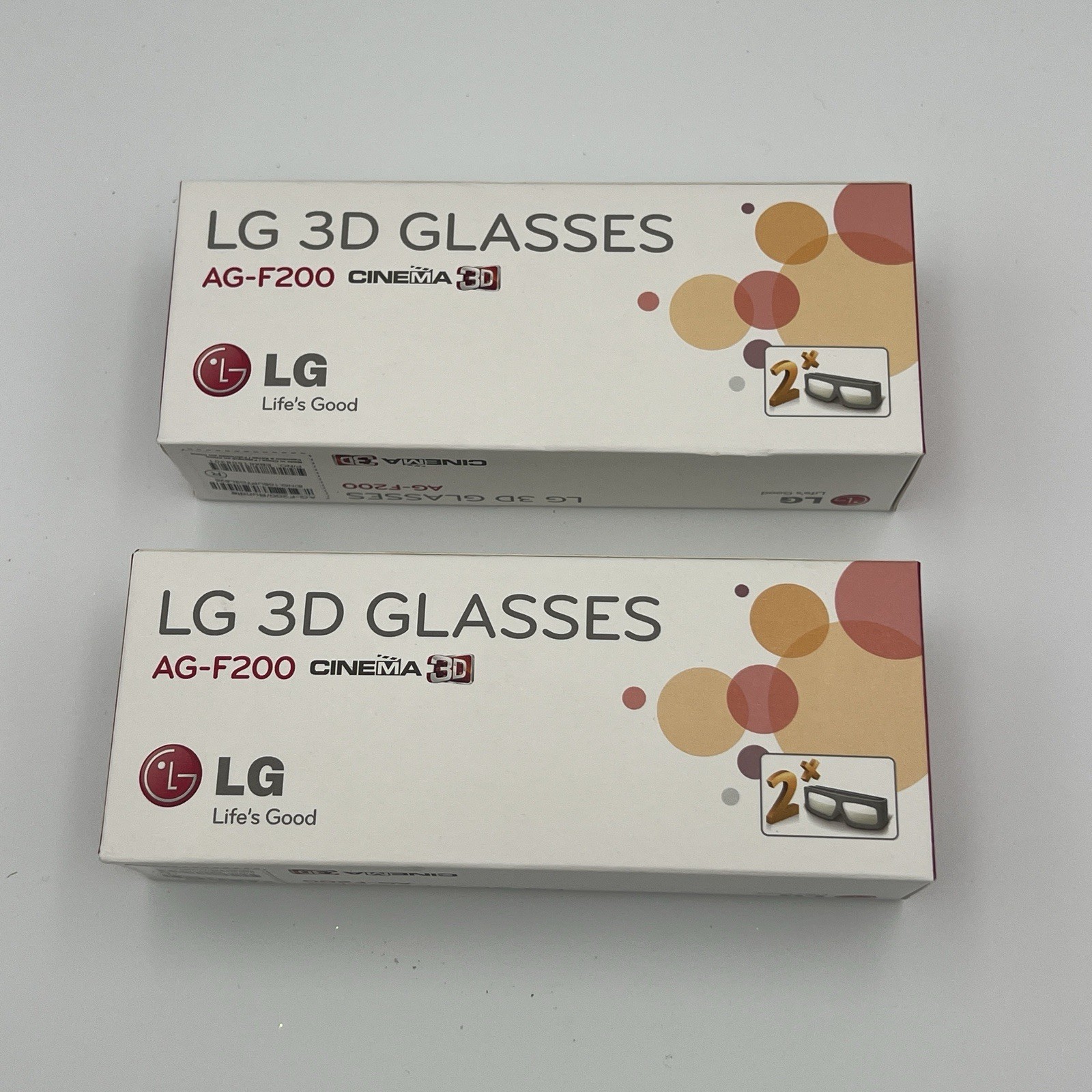 LG 3D Glasses AG-F200 Two Set 4 Total Pairs NEW With Box - Black Frames