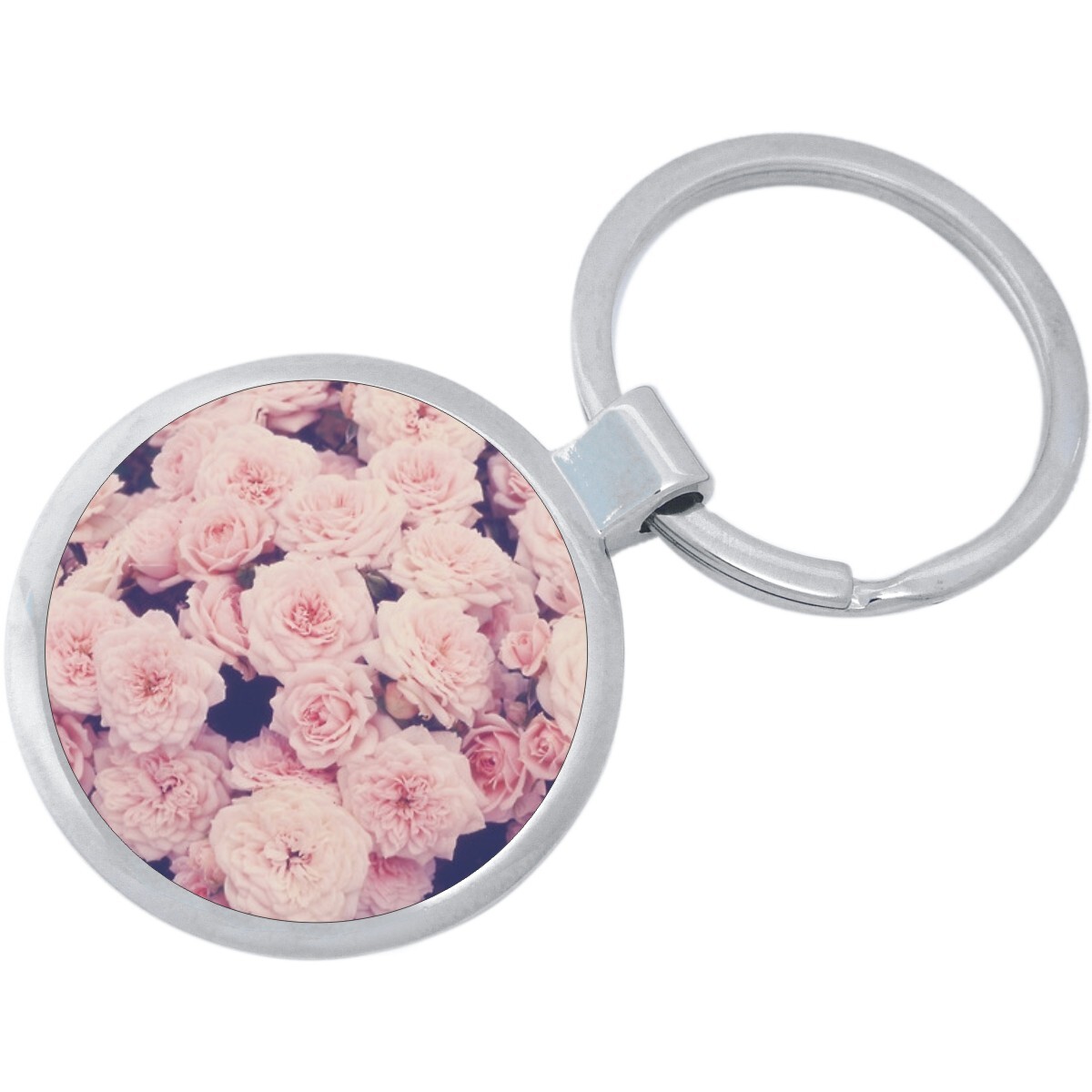Pink Flowers Keychain - Includes 1.25 Inch Loop for Keys or Backpack