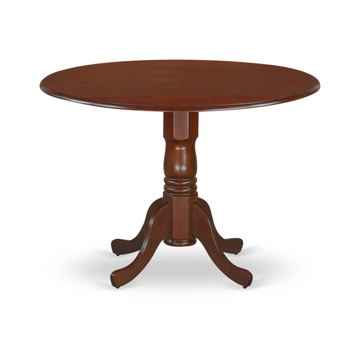 East West Furniture DLCL3-MAH-W 3PC Round 42 inch Table with Two 9-Inch Drop Le