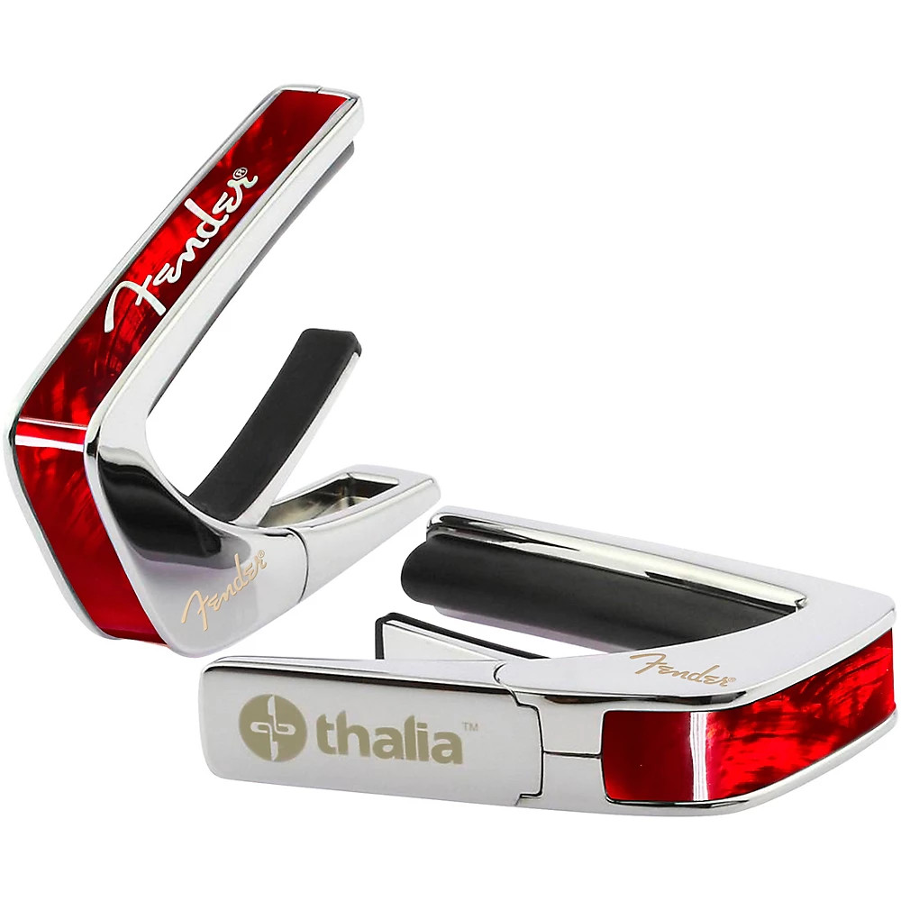 Thalia x Fender Chrome Finish Red Angel Wing Capo White Spaghetti Logo