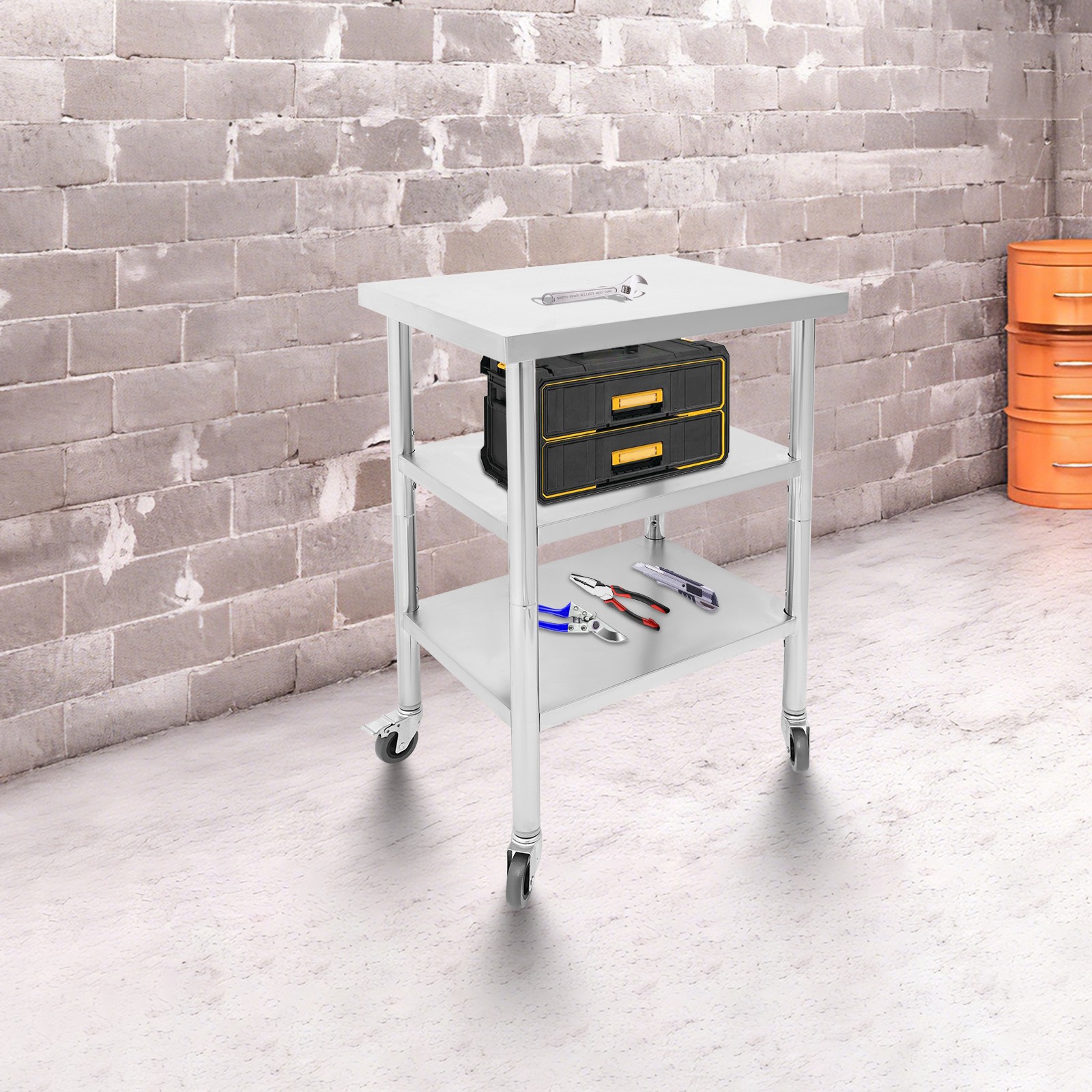 Work Table Commercial Work Table with Adjustable Under Shelves 3-Tier Work Table