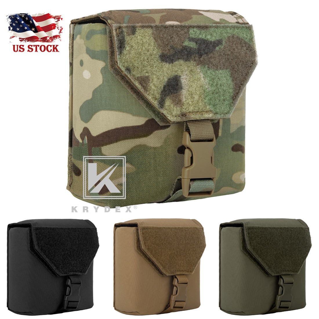 KRYDEX Tactical Pouch MOLLE Belt NVG 14/15 Inner Padded Goggle Carrying Case Bag