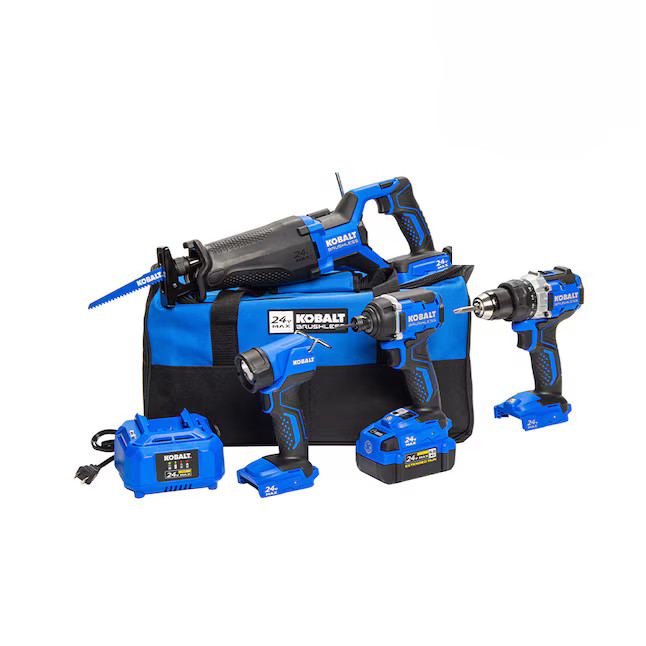 Kobalt 24-volt 4-Tool Brushless Power Tool Combo Kit with Soft Case (1-Battery I