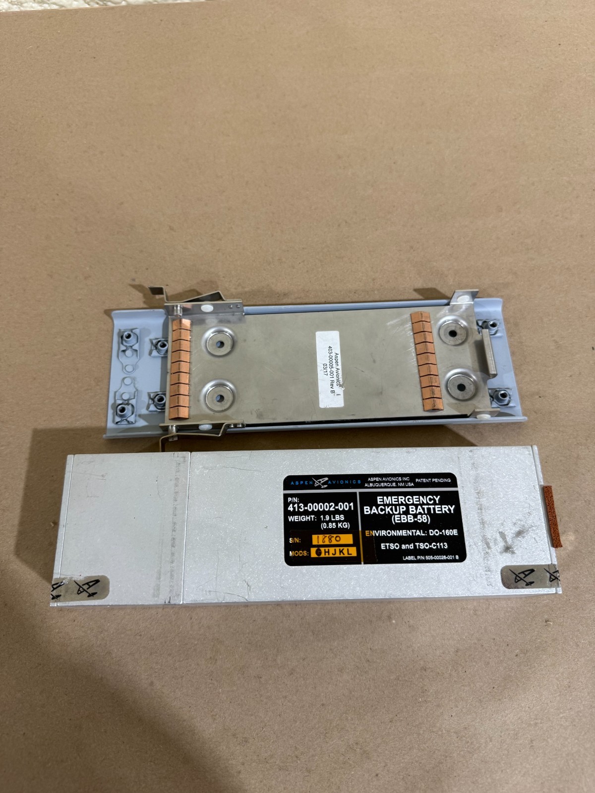 Aspen EBB-58 Emergency Backup Battery w/ Tray PN 413-00002-001