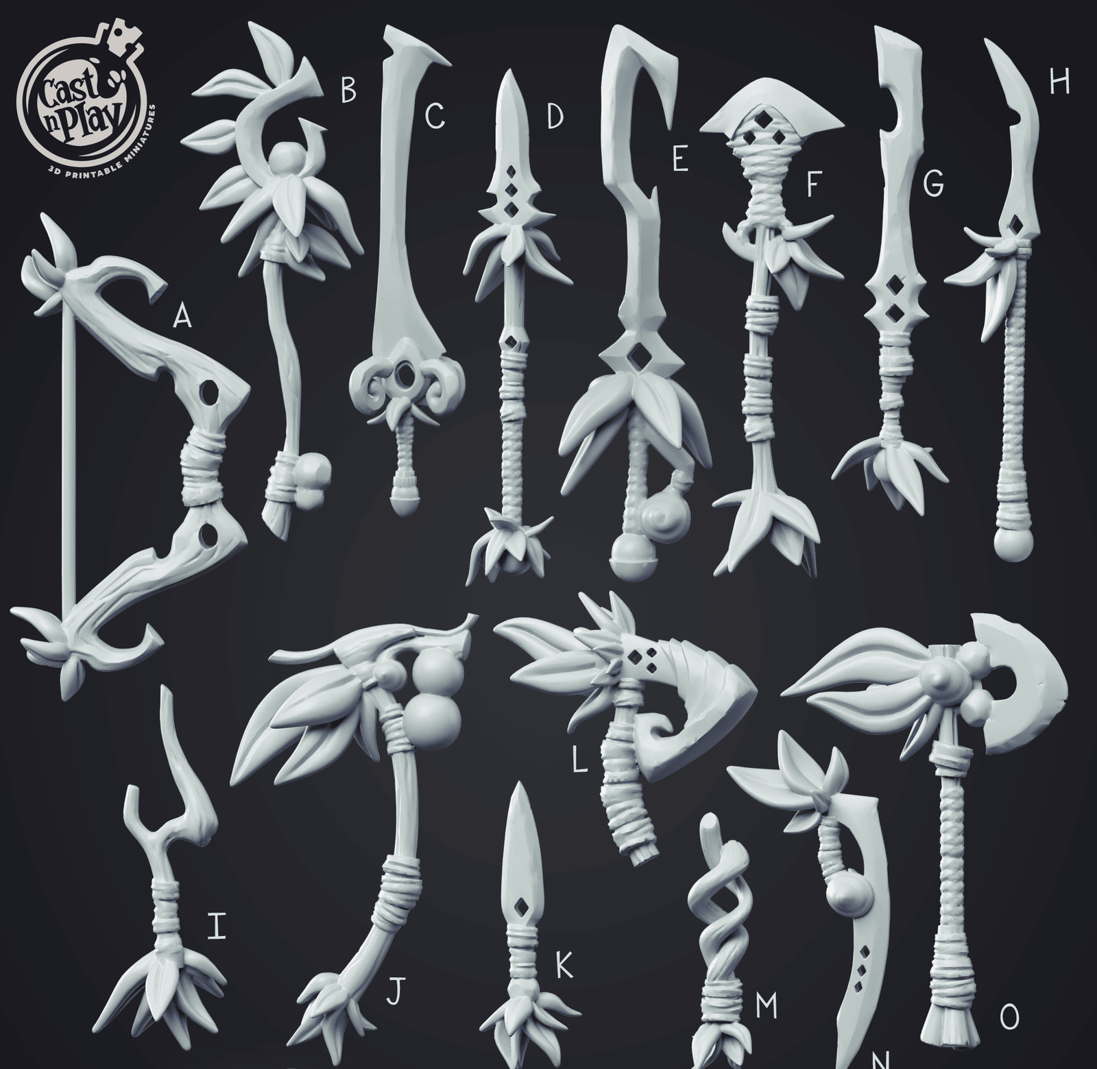 3D Printed Cast n Play Creature Weapons Set 28mm 32mm D&D