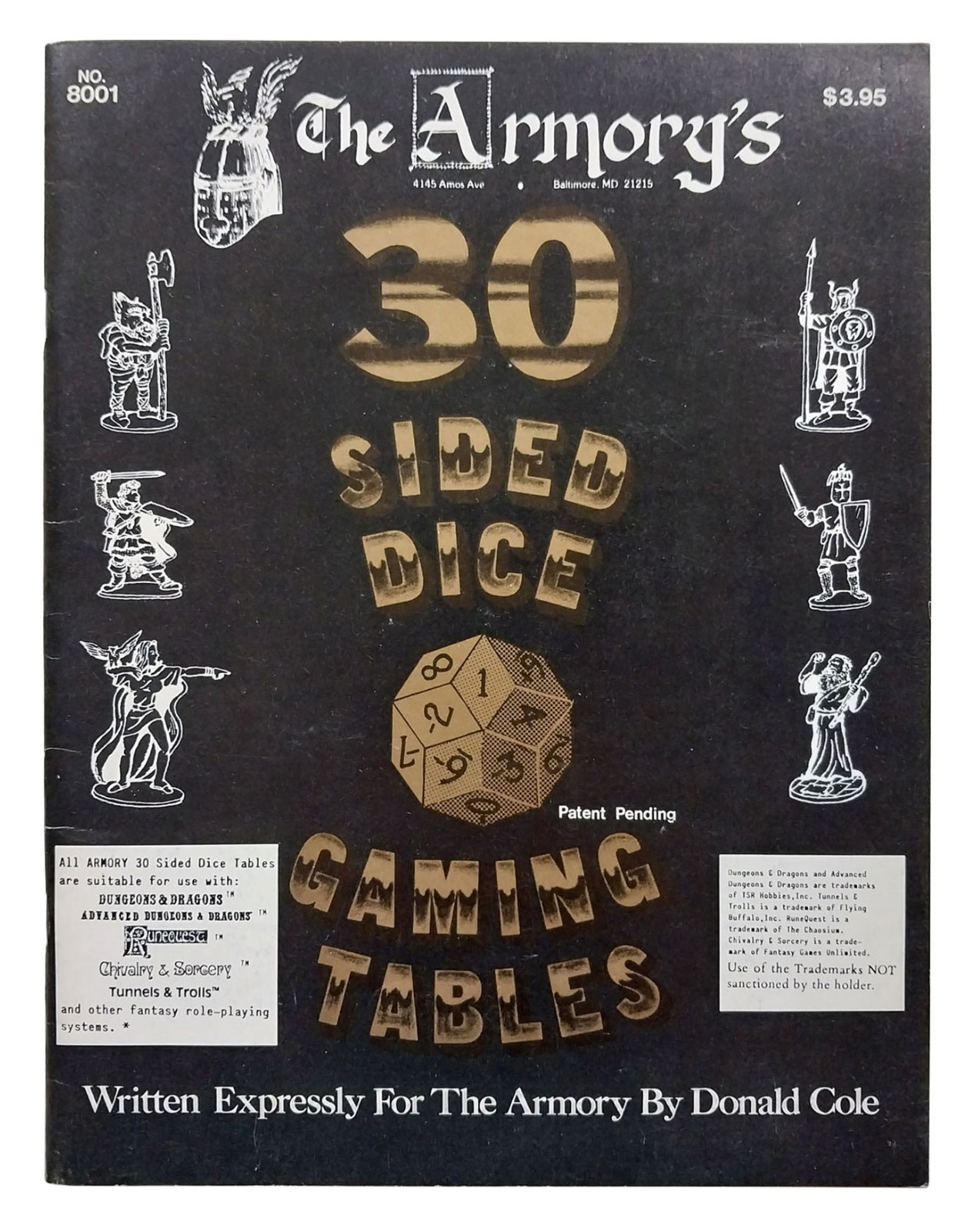 The Armory's 30 Sided Dice Gaming Tables by Donald Cole SC Booklet AD&D RPG