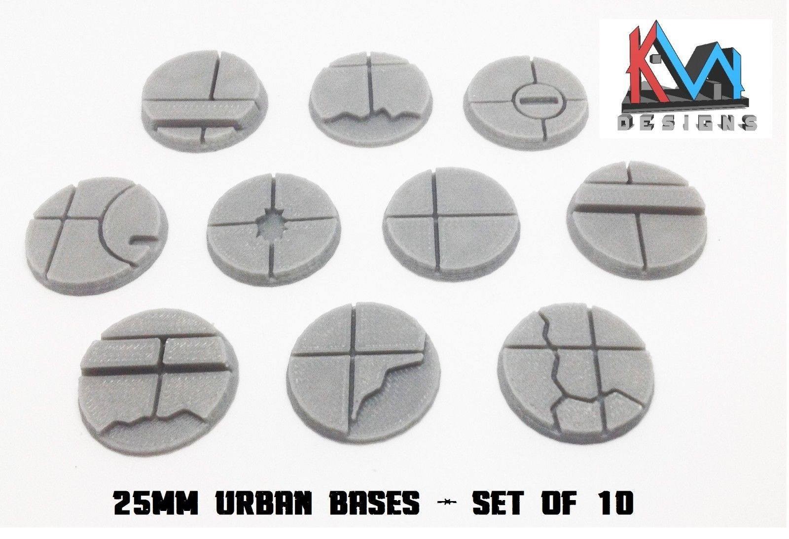 3D Printed - 25mm Scenic Urban City Street Bases - Set of 10 Bases
