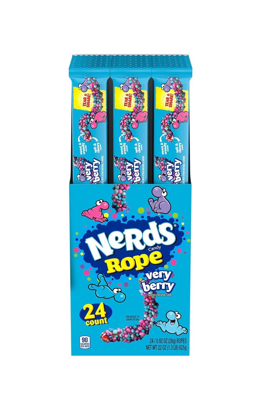 24 Packs 💜💙🩵 Nerds Rope Candy - Very Berry - 0.92 oz Each
