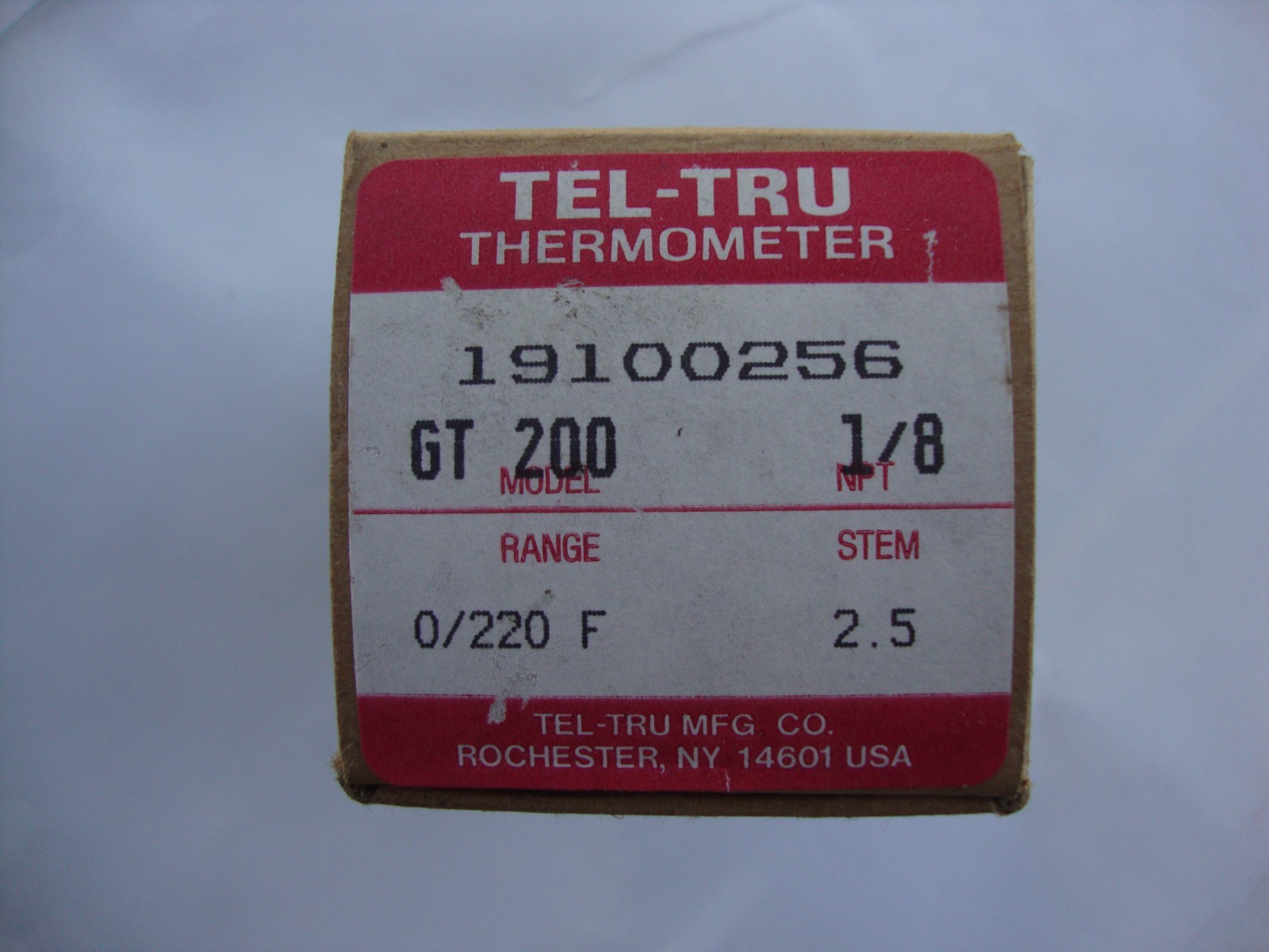Tel-Tru Thermometer, GT 200, 1/8" NPT