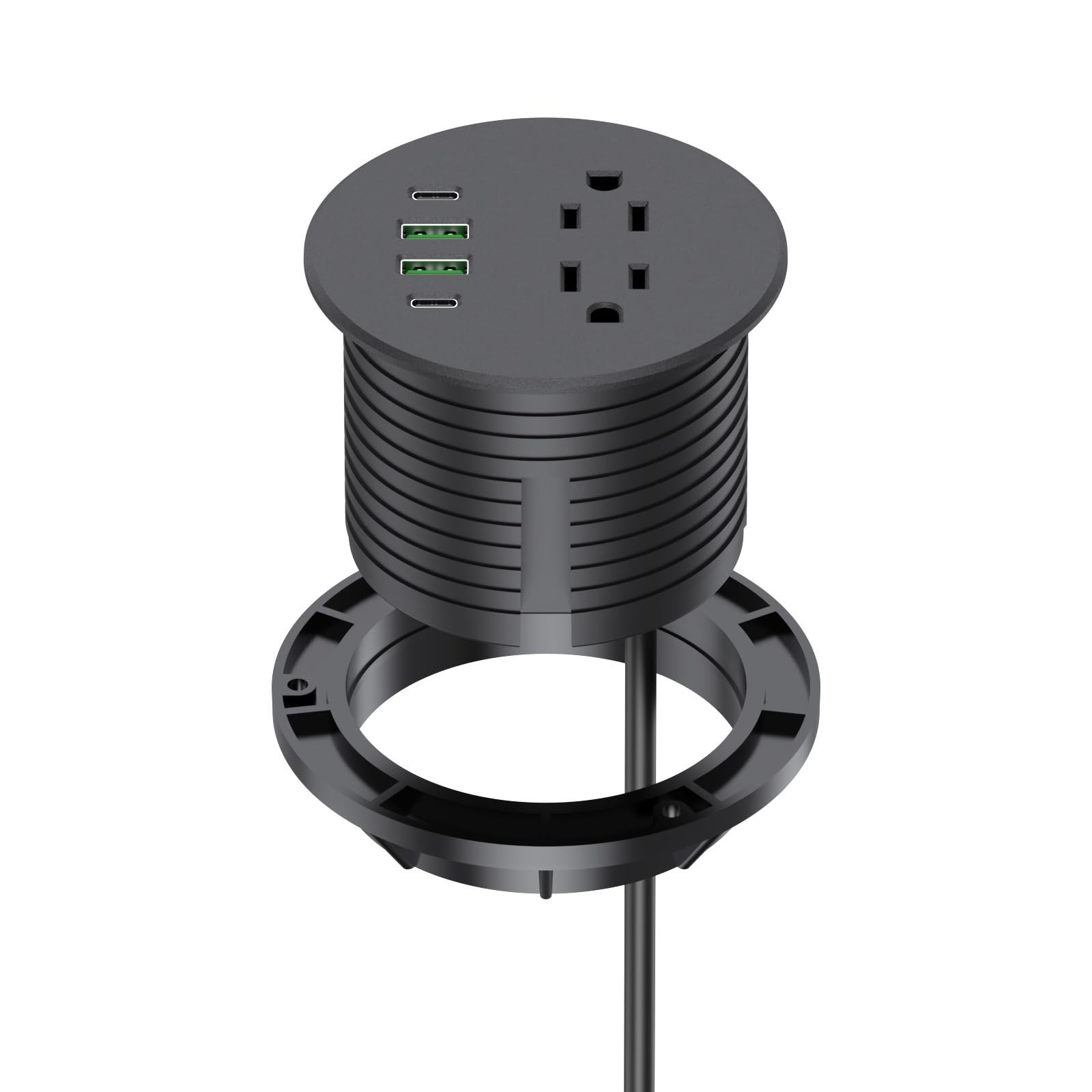 Recessed Power Grommet 3 inch With 65W USB C Ports 2 AC Outlets,Recessed Outl...