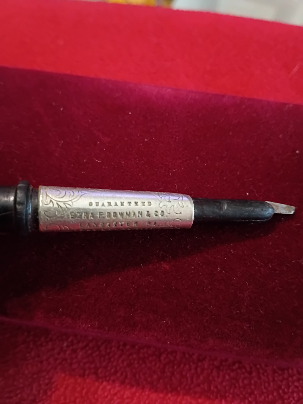 Rare Ezra F. Bowman & Co. Jewelry Engraving Tool. Pat. March 12 1889 Lanc. Pa.