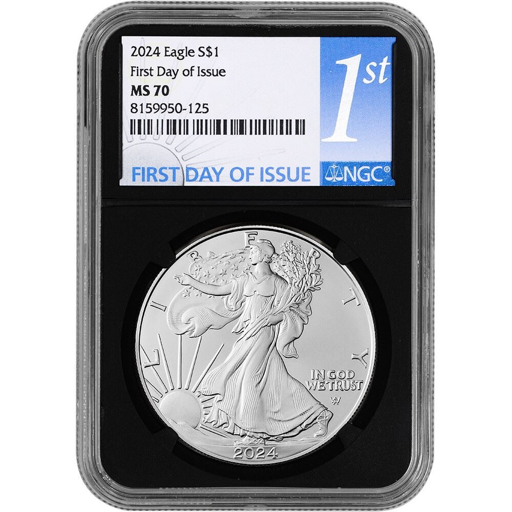 2024 American Silver Eagle - NGC MS70 First Day Issue 1st Label Black Core