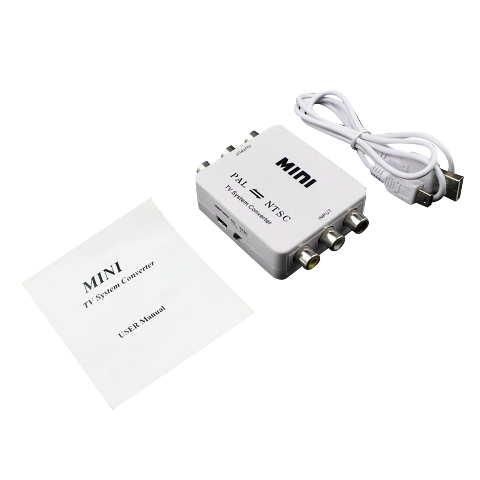 Dual-Way 3 RCA TV System Converter Format Video USB Powered PAL NTSC Converter F