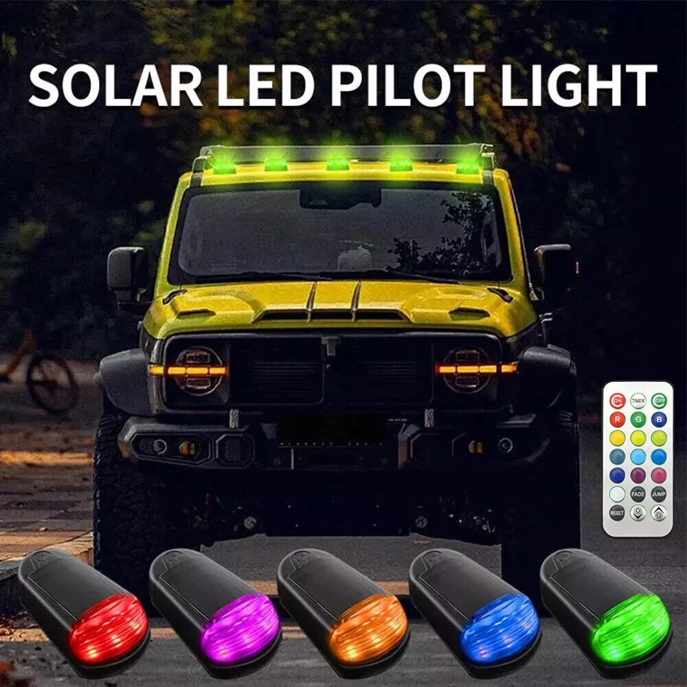 5PCS Solar LED Lights Roof For Car Powered Punch Free Cab-Lights for Truck NEW