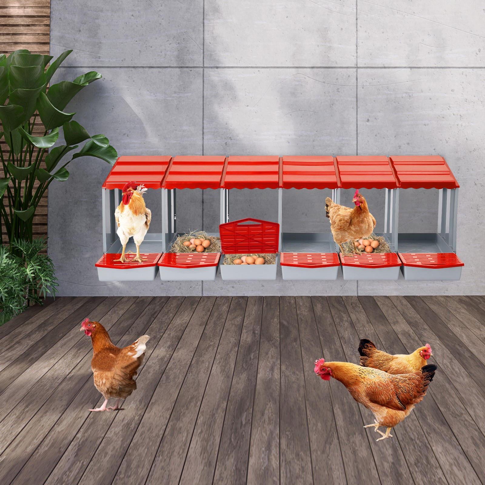 Chicken Nesting Boxes 6 Compartment Poultry Nest Box Wall Mount For Hens 2 Mount