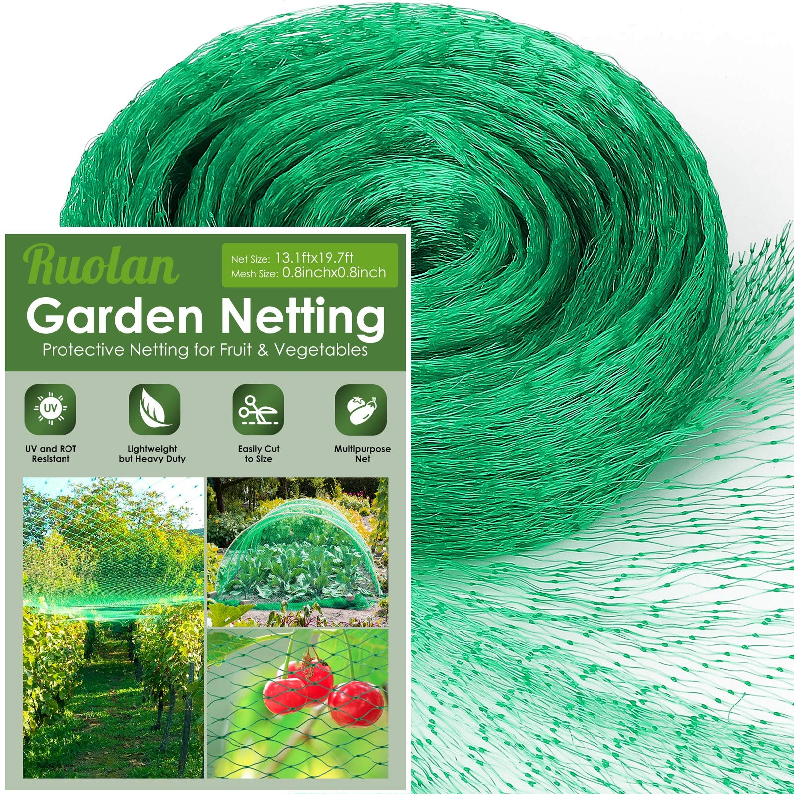 Ruolan Bird Netting for Garden Protect Vegetable Plants and 13X20, Green