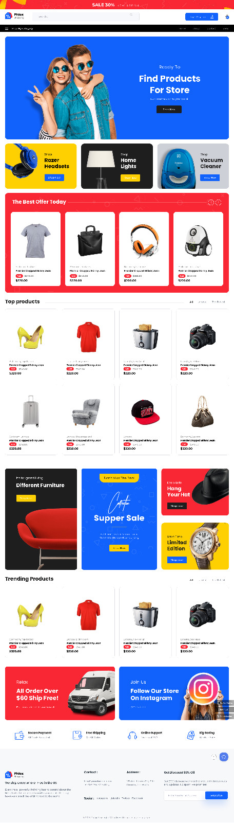 Mega Shop Website Design with Free VPS Web Hosting and Installation