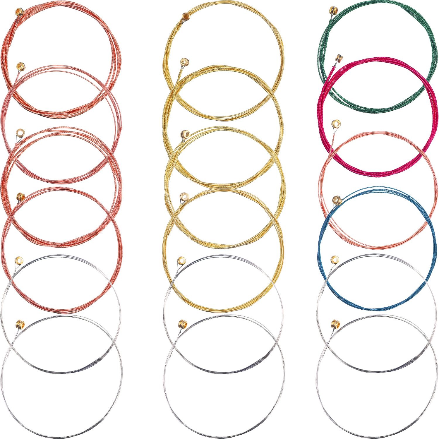 12PCS Acoustic Guitar Strings Steel Replacement Set Yellow Multicolor