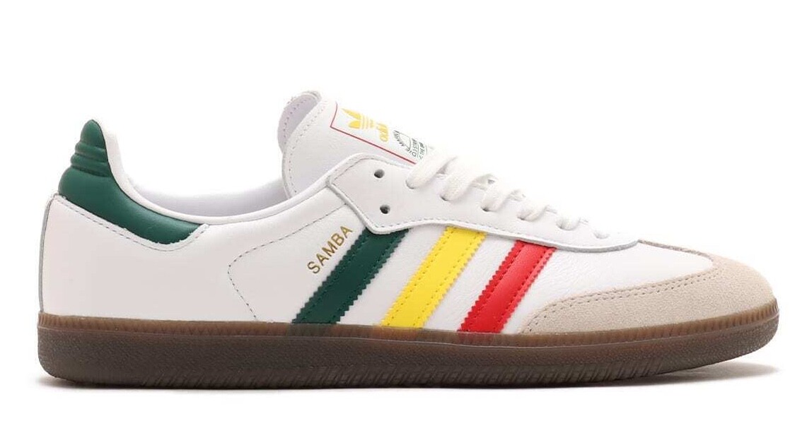 adidas Samba OG White Sneakers Jamaica Rasta Retro Trainers Originals Men Shoes